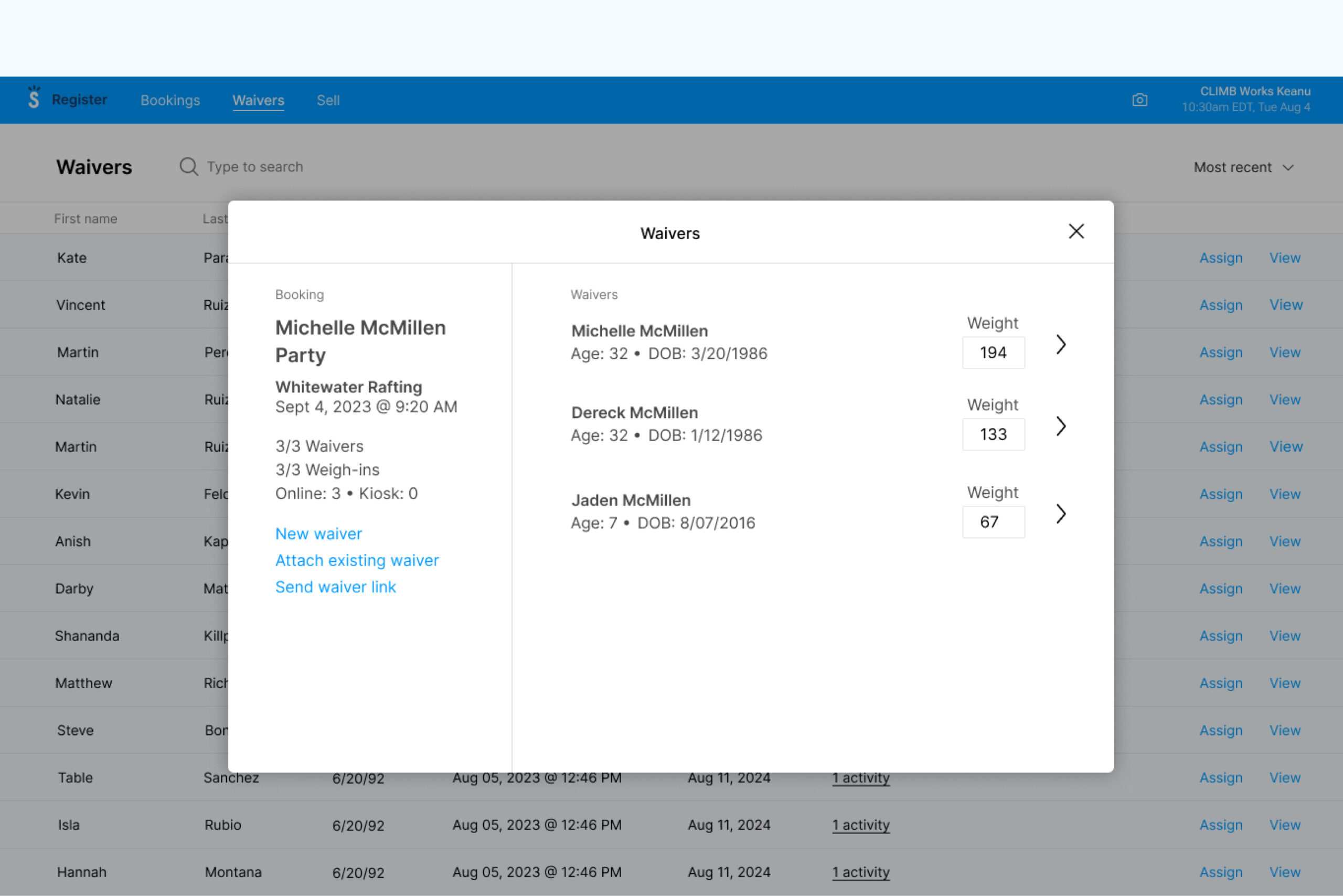 Customer Waivers